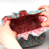 ブロックプリント巾着バッグ|ビジューモチーフ