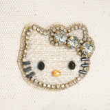 ビーズ刺繍モチーフ ハローキティ キャンバスポーチ(M)