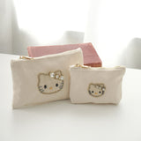 ビーズ刺繍モチーフ ハローキティ キャンバスポーチ(M)