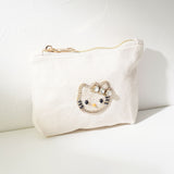 ビーズ刺繍モチーフ ハローキティ キャンバスポーチ(M)