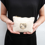 ビーズ刺繍モチーフ ハローキティ キャンバスポーチ(M)