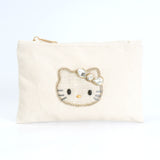 ビーズ刺繍モチーフ ハローキティ キャンバスポーチ(L)