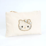 ビーズ刺繍モチーフ ハローキティ キャンバスポーチ(L)