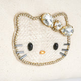 ビーズ刺繍モチーフ ハローキティ キャンバスポーチ(L)