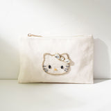 ビーズ刺繍モチーフ ハローキティ キャンバスポーチ(L)