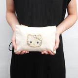 ビーズ刺繍モチーフ ハローキティ キャンバスポーチ(L)