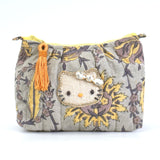 ビーズ刺繍モチーフ ハローキティ ブロックプリントポーチ(M)