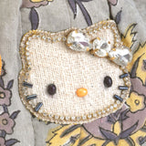 ビーズ刺繍モチーフ ハローキティ ブロックプリントポーチ(M)