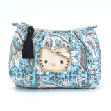 ビーズ刺繍モチーフ ハローキティ ブロックプリントポーチ(M)