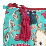 ビーズ刺繍モチーフ ハローキティ ブロックプリントポーチ(M)