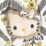 ビーズ刺繍モチーフ ハローキティ ブロックプリントポーチ(M)