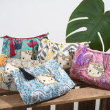 ビーズ刺繍モチーフ ハローキティ ブロックプリントポーチ(M)