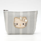 HelloKitty グレーストライプ舟形ポーチ