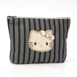 HelloKitty ストライプポーチグレー