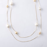 Cotton pearl twin station necklace
