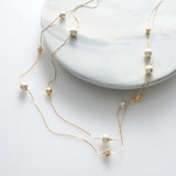 Cotton pearl twin station necklace