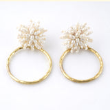 Beads x metal motif earrings