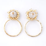 Beads x metal motif earrings