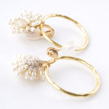 Beads x metal motif earrings