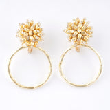 Beads x metal motif earrings