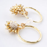 Beads x metal motif earrings