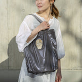 Metallic tote bag (large) / handle gray (selected motif)