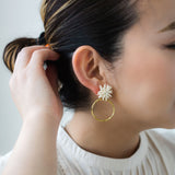 Beads x metal motif earrings
