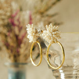 Beads x metal motif earrings