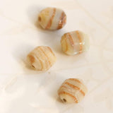 ガラスビーズ 六角形型 8×10mm ベージュ×ブラウンラメ 4個入(5セット入り)