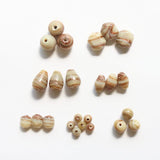 ガラスビーズ 六角形型 8×10mm ベージュ×ブラウンラメ 4個入(5セット入り)