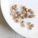 ガラスビーズ ラウンド型 4mm ベージュ×ブラウンラメ 10個入(5セット入り)