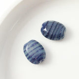 ガラスビーズ オーバル型 10×14mm グレー×ネイビーラメ 2個入(5セット入り)