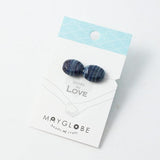 ガラスビーズ オーバル型 10×14mm グレー×ネイビーラメ 2個入(5セット入り)