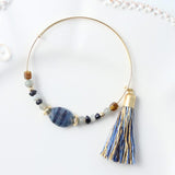 ガラスビーズ オーバル型 10×14mm グレー×ネイビーラメ 2個入(5セット入り)