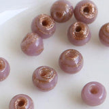 ガラスビーズ ラウンド型 4mm パープル×ブラウンラメ 10個入(5セット入り)