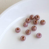 ガラスビーズ ラウンド型 4mm パープル×ブラウンラメ 10個入(5セット入り)