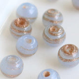 ガラスビーズ ラウンド型 4mm スモーキーブルー×ブラウンラメ 10個入(5セット入り)