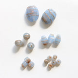 ガラスビーズ ラウンド型 4mm スモーキーブルー×ブラウンラメ 10個入(5セット入り)