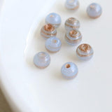 ガラスビーズ ラウンド型 4mm スモーキーブルー×ブラウンラメ 10個入(5セット入り)