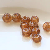 ガラスビーズ ラウンド型 4mm トパーズ×ブラウンラメ 10個入(5セット入り)