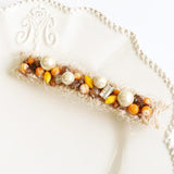 ガラスビーズ ラウンド型 4mm トパーズ×ブラウンラメ 10個入(5セット入り)