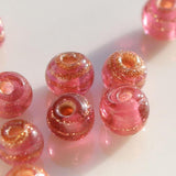 ガラスビーズ ラウンド型 4mm ベリー×ブラウンラメ 10個入(5セット入り)