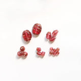 ガラスビーズ ラウンド型 4mm ベリー×ブラウンラメ 10個入(5セット入り)