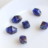 ガラスビーズ ダイヤ型 5×8mm多面カット ネイビー×ブラウンラメ 4個入(5セット入り)
