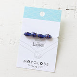 ガラスビーズ ダイヤ型 5×8mm多面カット ネイビー×ブラウンラメ 4個入(5セット入り)