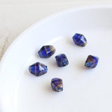 ガラスビーズ ダイヤ型 5×8mm多面カット ネイビー×ブラウンラメ 4個入(5セット入り)