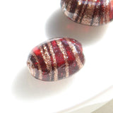 ガラスビーズ オーバル型 10×14mm ガーネット×ブラウンラメ 2個入(5セット入り)