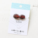 ガラスビーズ オーバル型 10×14mm ガーネット×ブラウンラメ 2個入(5セット入り)