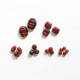 ガラスビーズ オーバル型 10×14mm ガーネット×ブラウンラメ 2個入(5セット入り)