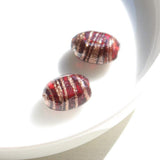 ガラスビーズ オーバル型 10×14mm ガーネット×ブラウンラメ 2個入(5セット入り)